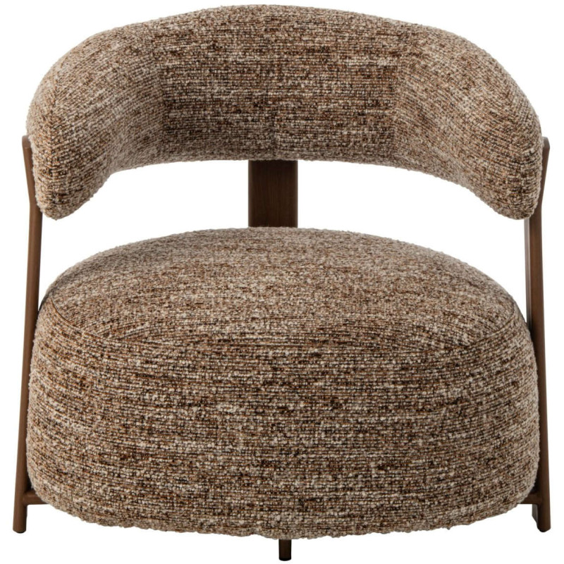 Fauteuil lounge arrondi tissu marron chiné 77x78,3x72,5 cm Kinsarvik J-Line - 3