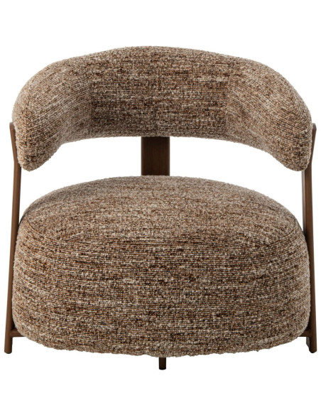 Fauteuil lounge arrondi tissu marron chiné 77x78,3x72,5 cm Kinsarvik J-Line - 3