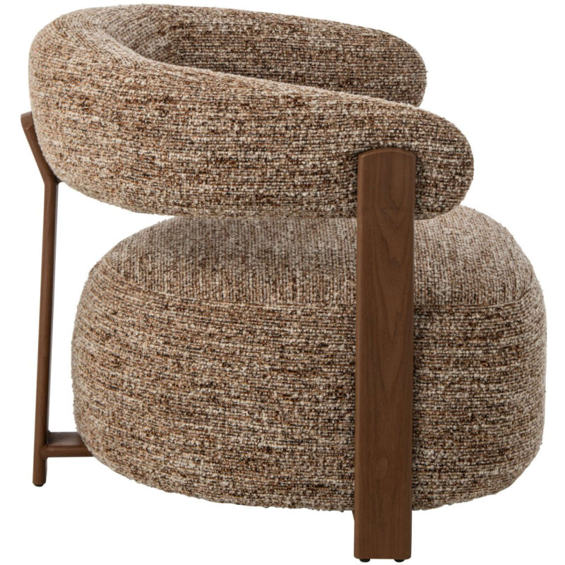 Fauteuil lounge arrondi tissu marron chiné 77x78,3x72,5 cm Kinsarvik J-Line - 4