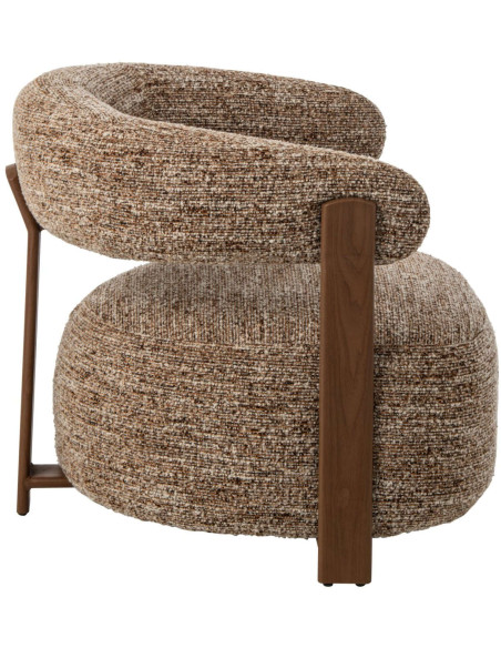 Fauteuil lounge arrondi tissu marron chiné 77x78,3x72,5 cm Kinsarvik J-Line - 4