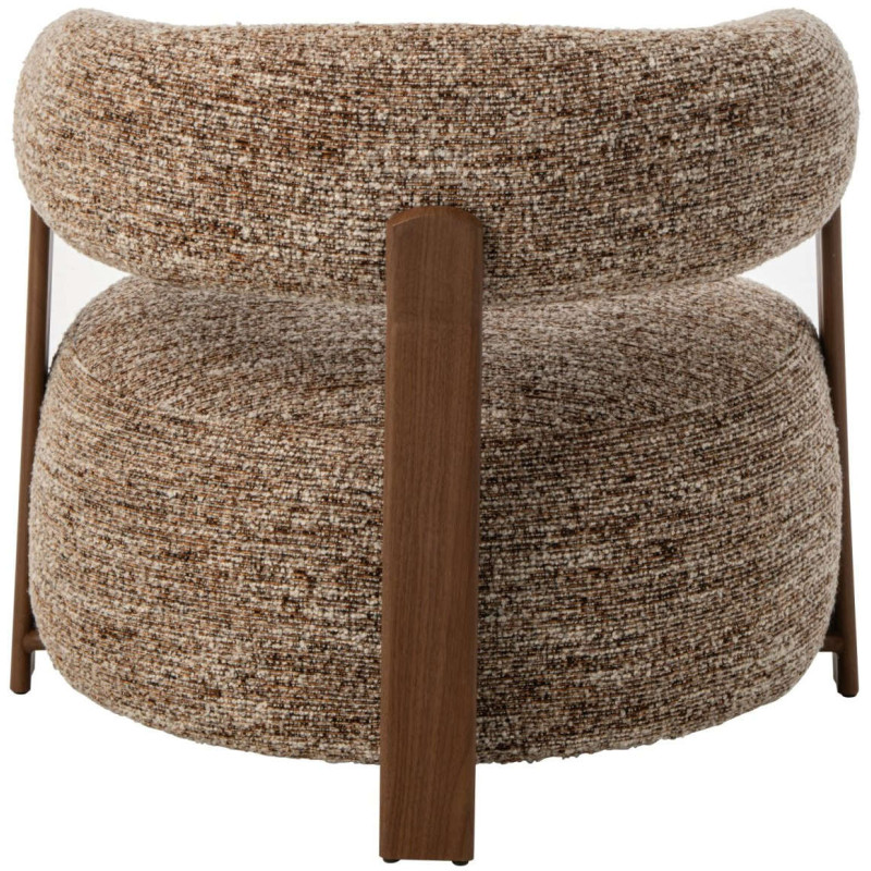 Fauteuil lounge arrondi tissu marron chiné 77x78,3x72,5 cm Kinsarvik J-Line - 5