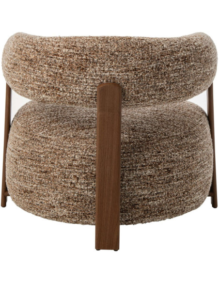 Fauteuil lounge arrondi tissu marron chiné 77x78,3x72,5 cm Kinsarvik J-Line - 5