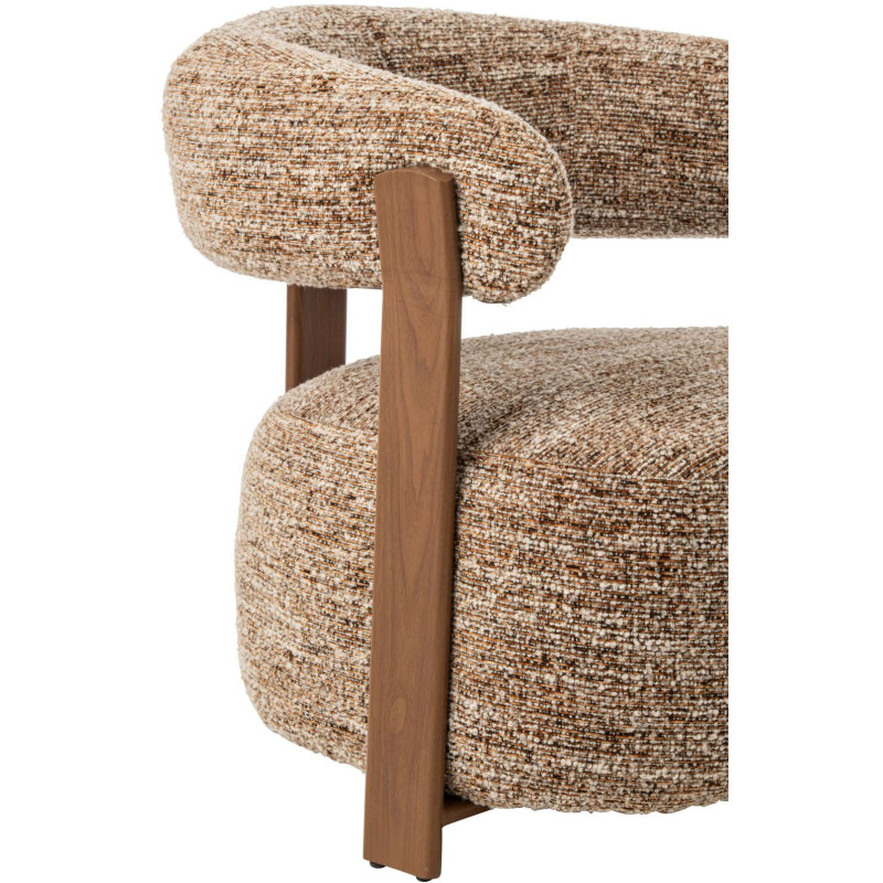 Fauteuil lounge arrondi tissu marron chiné 77x78,3x72,5 cm Kinsarvik J-Line - 8