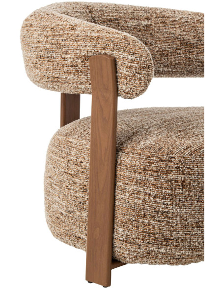 Fauteuil lounge arrondi tissu marron chiné 77x78,3x72,5 cm Kinsarvik J-Line - 8