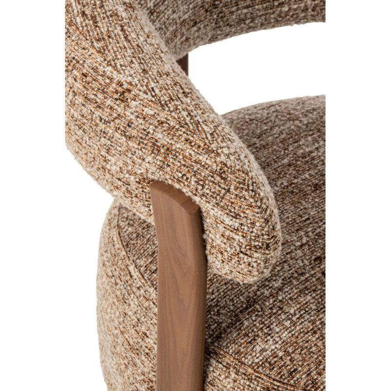 Fauteuil lounge arrondi tissu marron chiné 77x78,3x72,5 cm Kinsarvik J-Line - 7