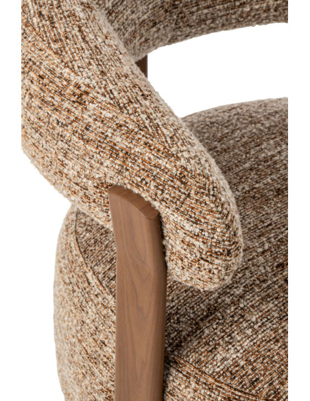 Fauteuil lounge arrondi tissu marron chiné 77x78,3x72,5 cm Kinsarvik J-Line - 7