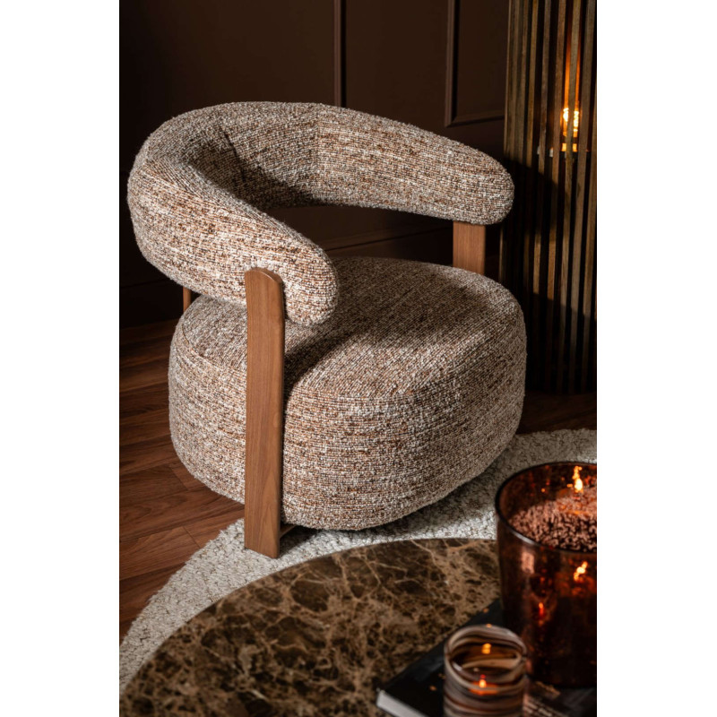 Fauteuil lounge arrondi tissu marron chiné 77x78,3x72,5 cm Kinsarvik J-Line - 9