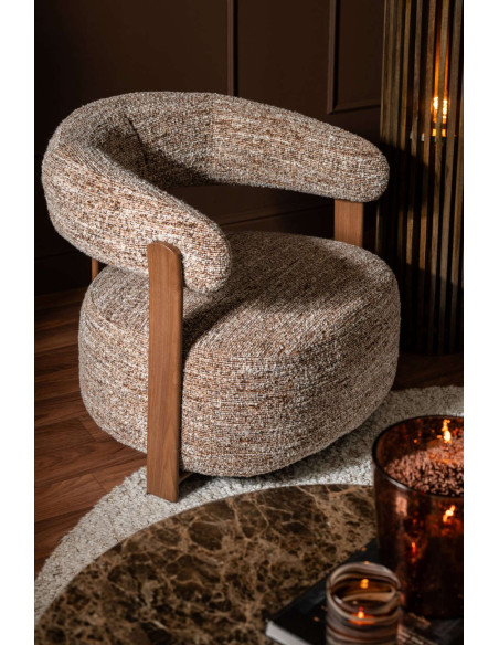 Fauteuil lounge arrondi tissu marron chiné 77x78,3x72,5 cm Kinsarvik J-Line - 9
