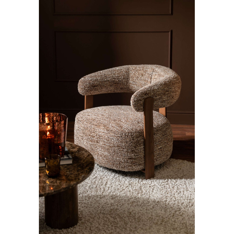 Fauteuil lounge arrondi tissu marron chiné 77x78,3x72,5 cm Kinsarvik J-Line - 2