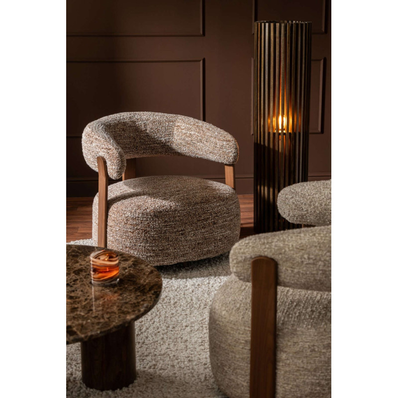 Fauteuil lounge arrondi tissu marron chiné 77x78,3x72,5 cm Kinsarvik J-Line - 10
