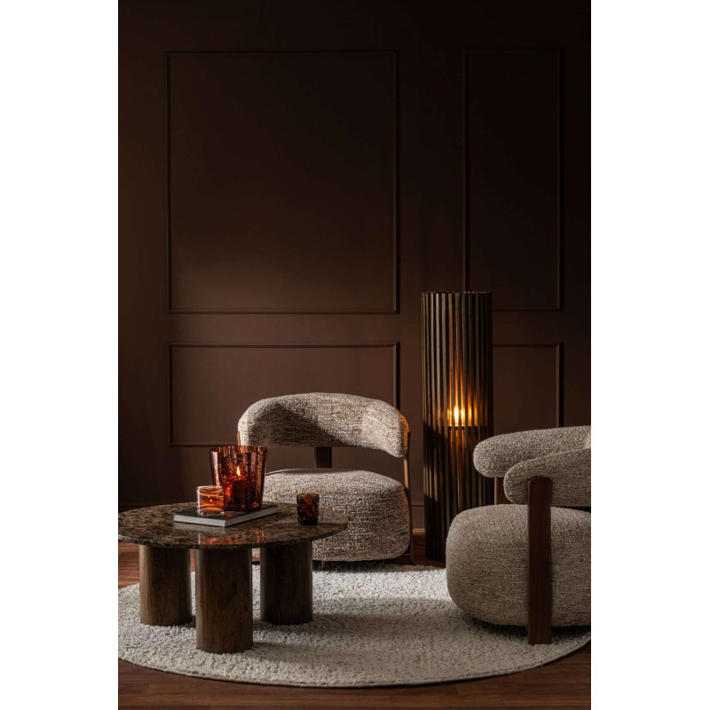 Fauteuil lounge arrondi tissu marron chiné 77x78,3x72,5 cm Kinsarvik J-Line - 11