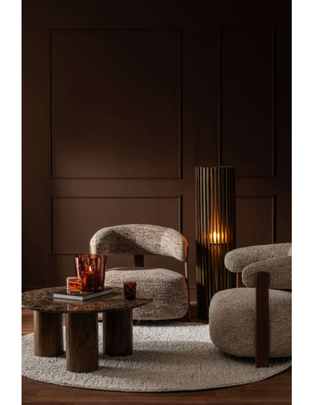 Fauteuil lounge arrondi tissu marron chiné 77x78,3x72,5 cm Kinsarvik J-Line - 11