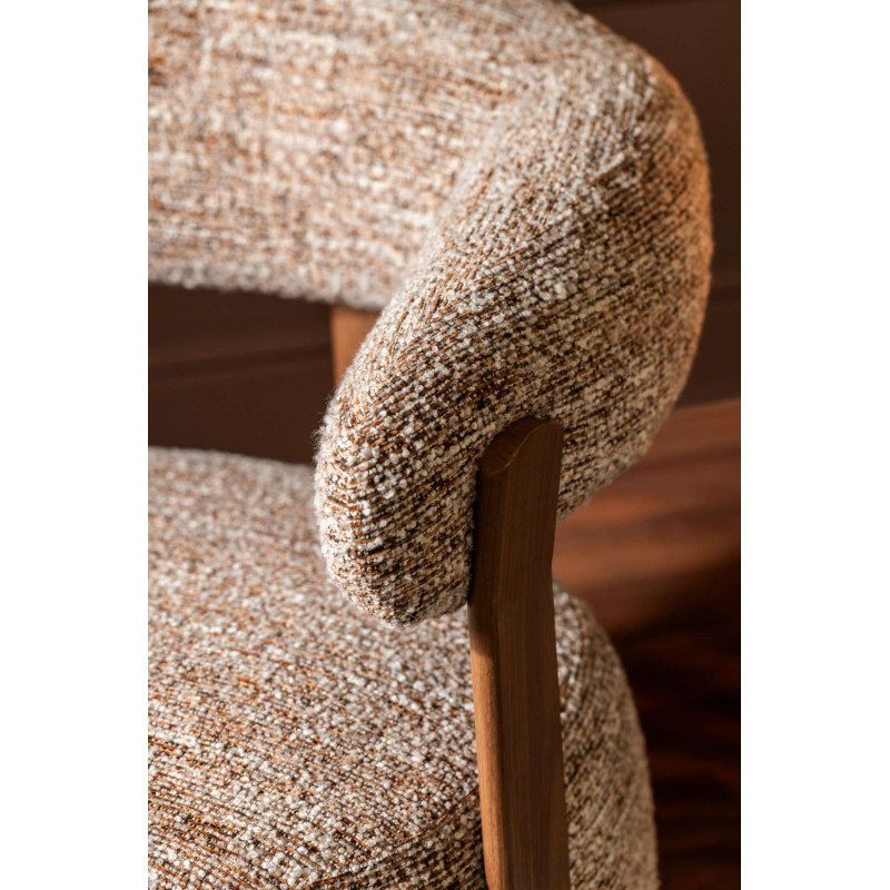 Fauteuil lounge arrondi tissu marron chiné 77x78,3x72,5 cm Kinsarvik J-Line - 12