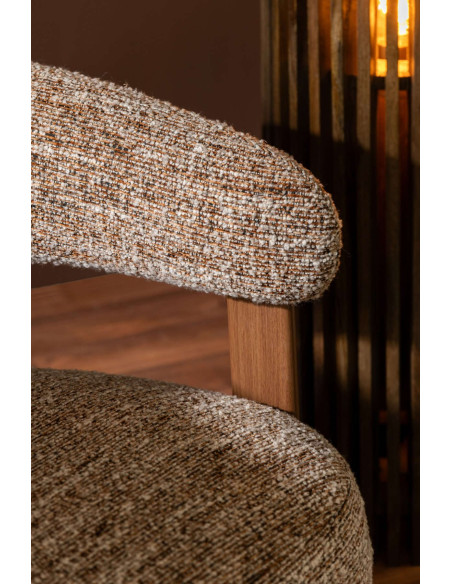 Fauteuil lounge arrondi tissu marron chiné 77x78,3x72,5 cm Kinsarvik J-Line - 13