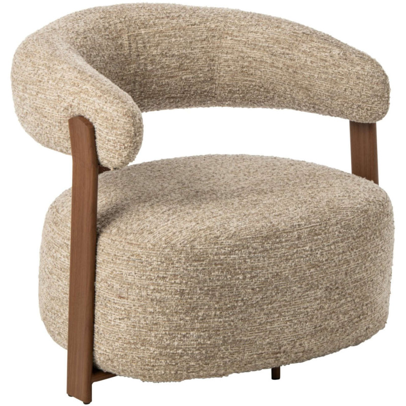 Fauteuil lounge arrondi tissu écru 77x78,3x72,5 cm Kinsarvik J-Line - 1