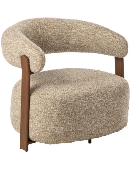 Fauteuil lounge arrondi tissu écru 77x78,3x72,5 cm Kinsarvik J-Line - 1