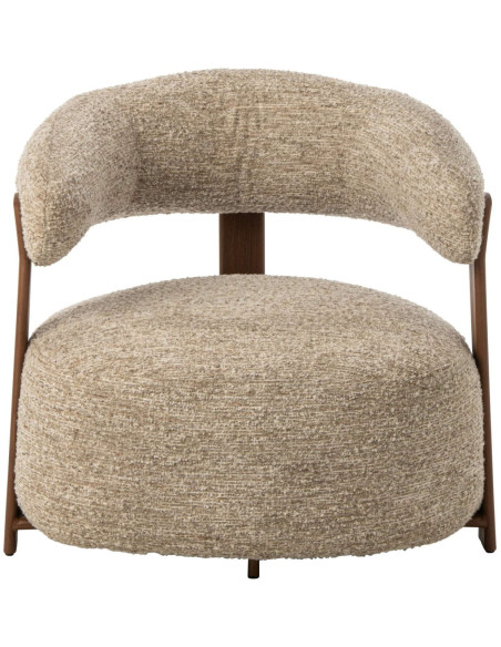 Fauteuil lounge arrondi tissu écru 77x78,3x72,5 cm Kinsarvik J-Line - 2