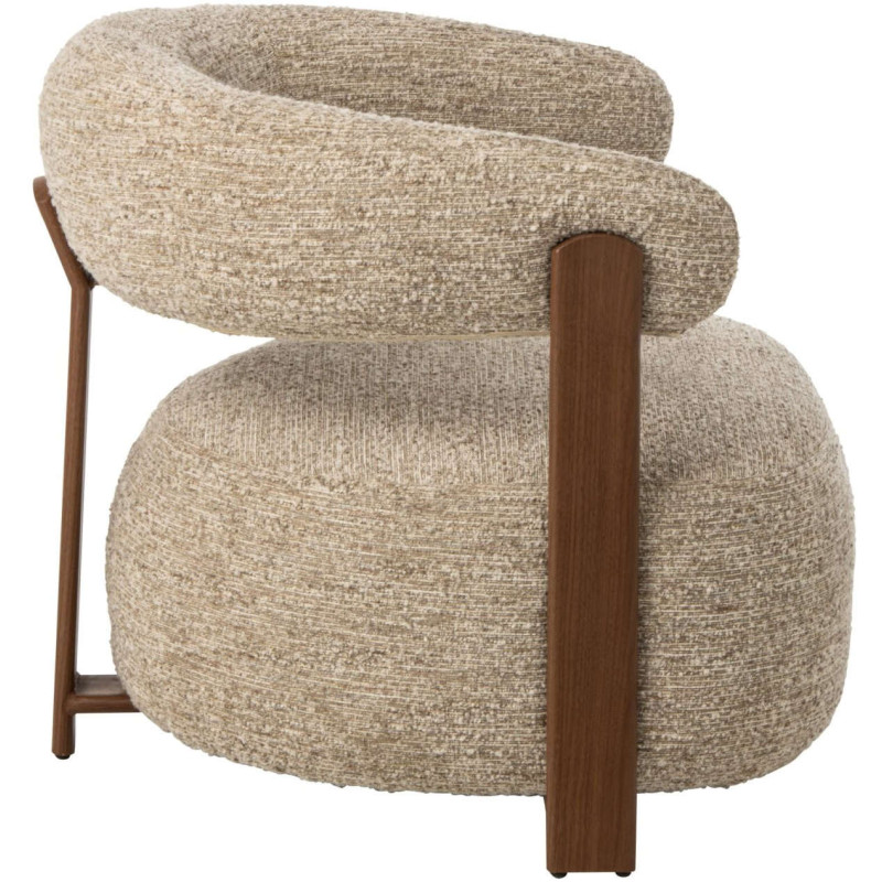 Fauteuil lounge arrondi tissu écru 77x78,3x72,5 cm Kinsarvik J-Line - 3