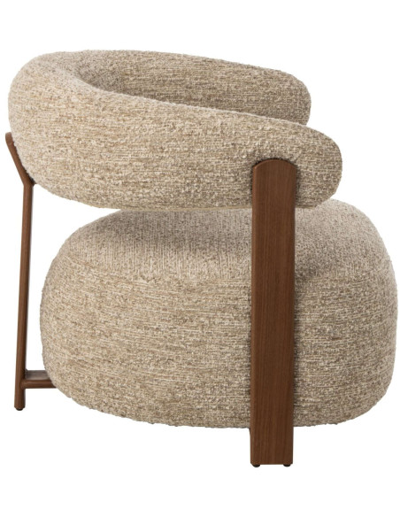 Fauteuil lounge arrondi tissu écru 77x78,3x72,5 cm Kinsarvik J-Line - 3