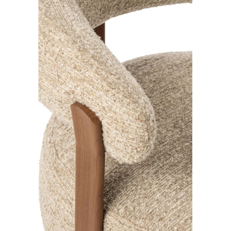 Fauteuil lounge arrondi tissu écru 77x78,3x72,5 cm Kinsarvik J-Line - 6