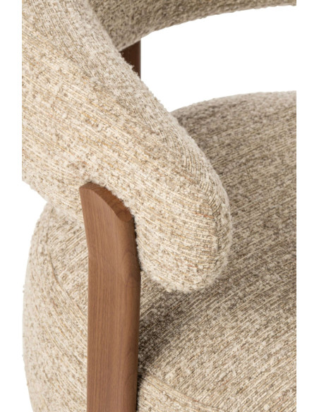Fauteuil lounge arrondi tissu écru 77x78,3x72,5 cm Kinsarvik J-Line - 6