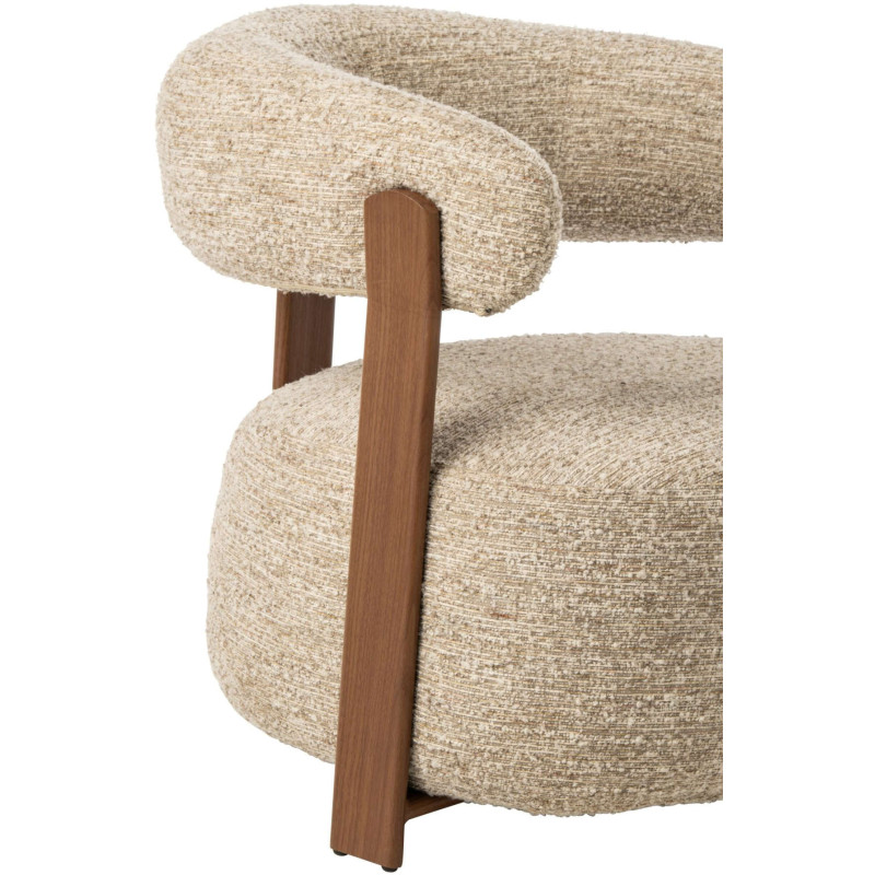 Fauteuil lounge arrondi tissu écru 77x78,3x72,5 cm Kinsarvik J-Line - 7