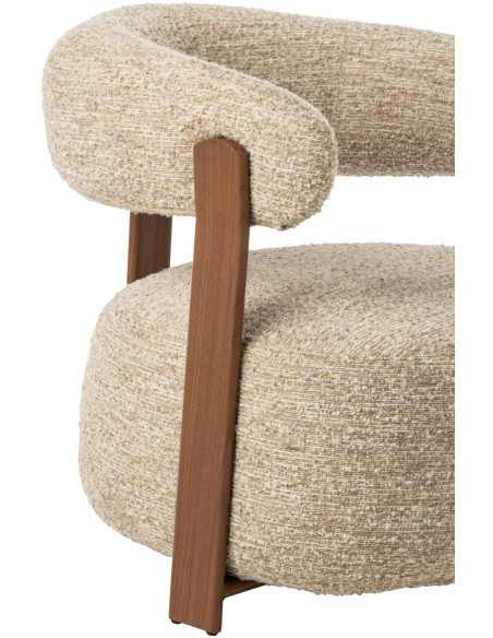 Fauteuil lounge arrondi tissu écru 77x78,3x72,5 cm Kinsarvik J-Line - 7