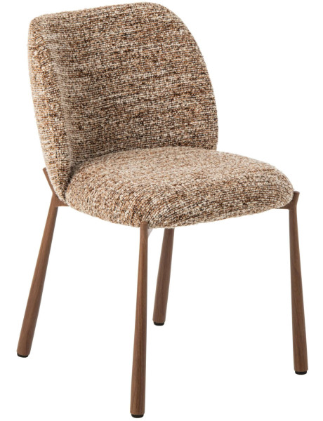 Chaise de salle à manger rembourrée tissu marron chiné 48x54,5x73 cm Kinsarvik J-Line - 1