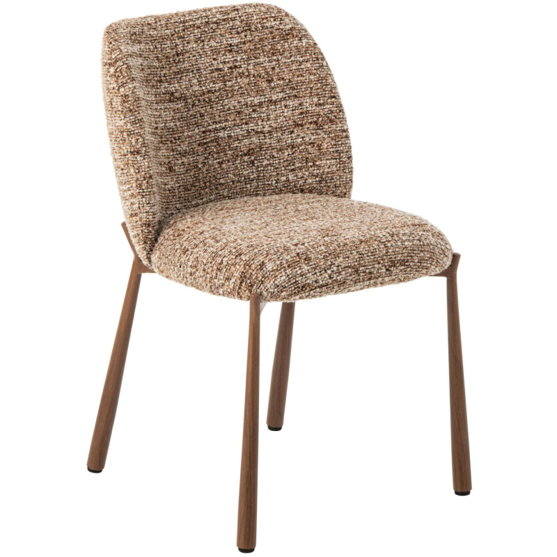Chaise de salle à manger rembourrée tissu marron chiné 48x54,5x73 cm Kinsarvik J-Line - 1
