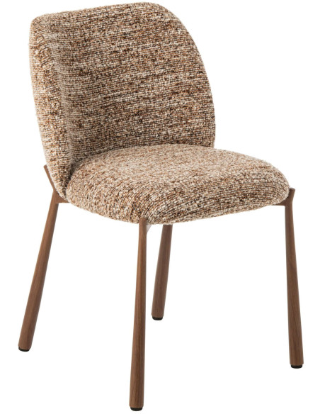 Chaise de salle à manger rembourrée tissu marron chiné 48x54,5x73 cm Kinsarvik J-Line - 1