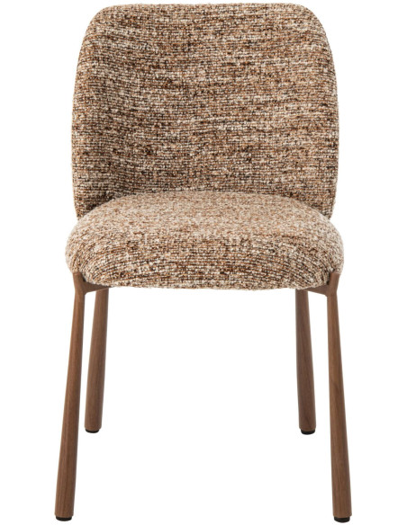 Chaise de salle à manger rembourrée tissu marron chiné 48x54,5x73 cm Kinsarvik J-Line - 3