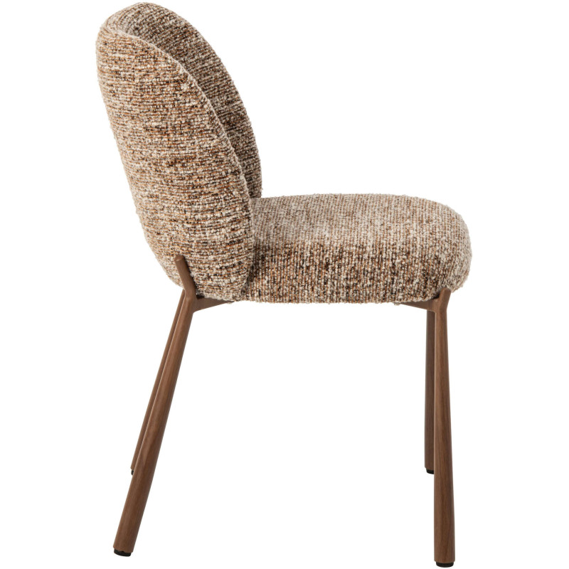 Chaise de salle à manger rembourrée tissu marron chiné 48x54,5x73 cm Kinsarvik J-Line - 4