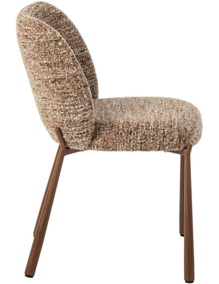Chaise de salle à manger rembourrée tissu marron chiné 48x54,5x73 cm Kinsarvik J-Line - 4
