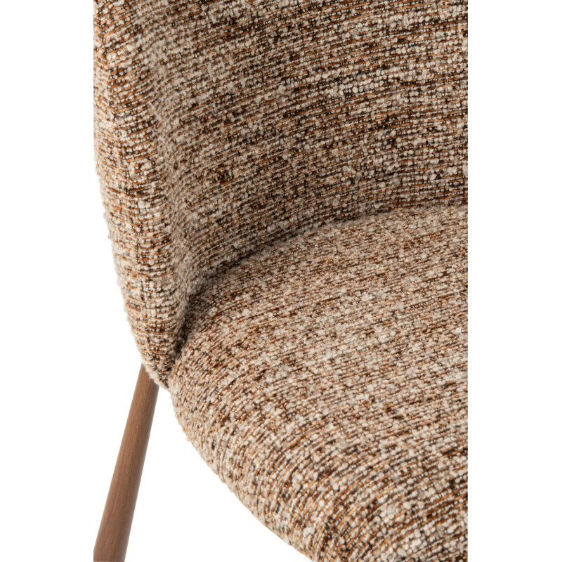 Chaise de salle à manger rembourrée tissu marron chiné 48x54,5x73 cm Kinsarvik J-Line - 6