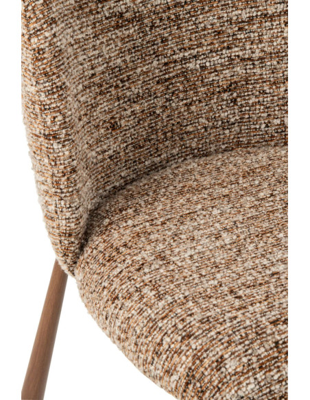 Chaise de salle à manger rembourrée tissu marron chiné 48x54,5x73 cm Kinsarvik J-Line - 6