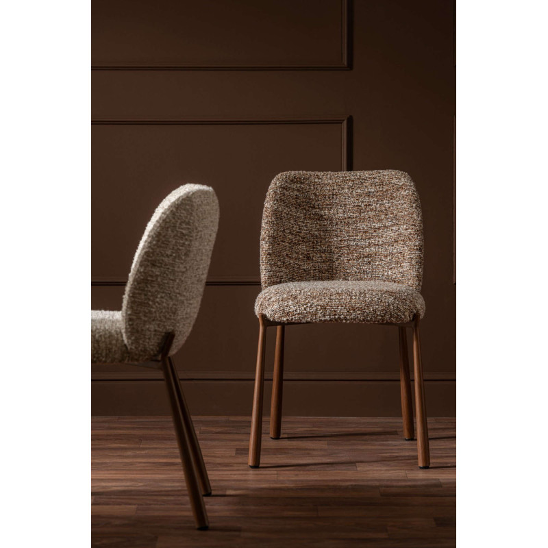 Chaise de salle à manger rembourrée tissu marron chiné 48x54,5x73 cm Kinsarvik J-Line - 2