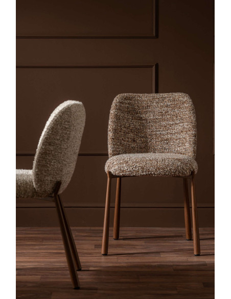 Chaise de salle à manger rembourrée tissu marron chiné 48x54,5x73 cm Kinsarvik J-Line - 2