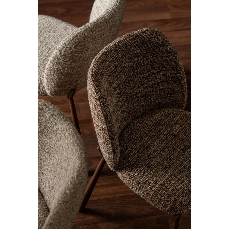 Chaise de salle à manger rembourrée tissu marron chiné 48x54,5x73 cm Kinsarvik J-Line - 9