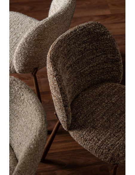 Chaise de salle à manger rembourrée tissu marron chiné 48x54,5x73 cm Kinsarvik J-Line - 9