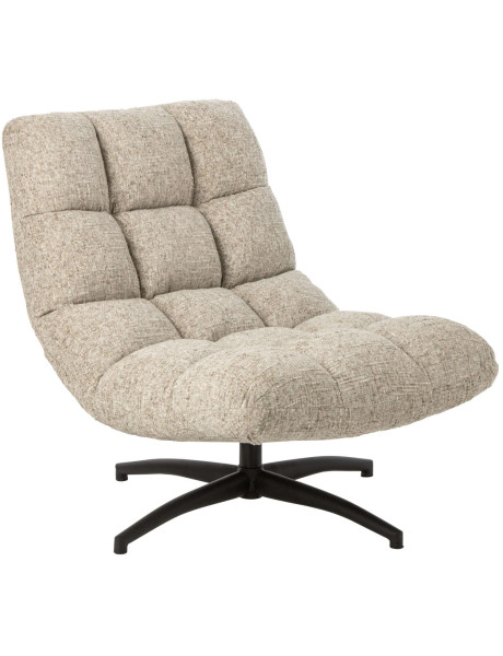 Fauteuil lounge pivotant matelassé tissu écru 78x95x89,5 cm Eyrarbakki J-Line - 1