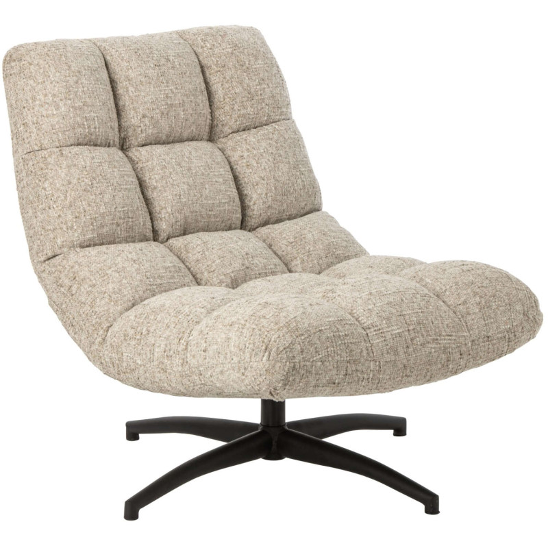 Fauteuil lounge pivotant matelassé tissu écru 78x95x89,5 cm Eyrarbakki J-Line - 1