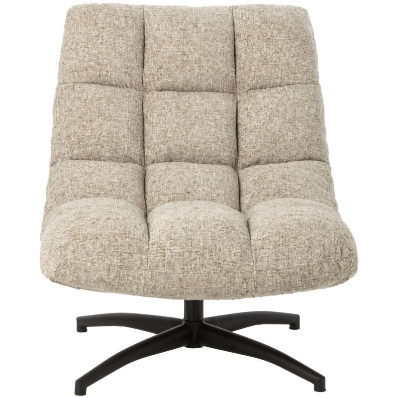 Fauteuil lounge pivotant matelassé tissu écru 78x95x89,5 cm Eyrarbakki J-Line - 2