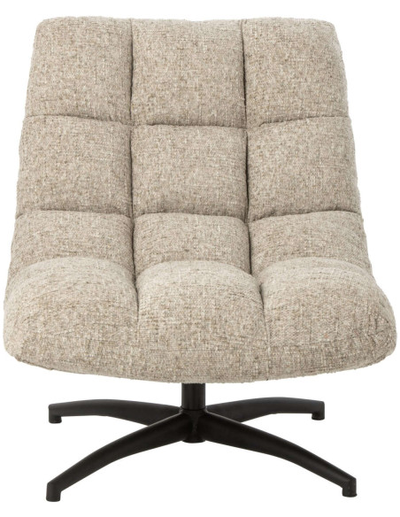 Fauteuil lounge pivotant matelassé tissu écru 78x95x89,5 cm Eyrarbakki J-Line - 2