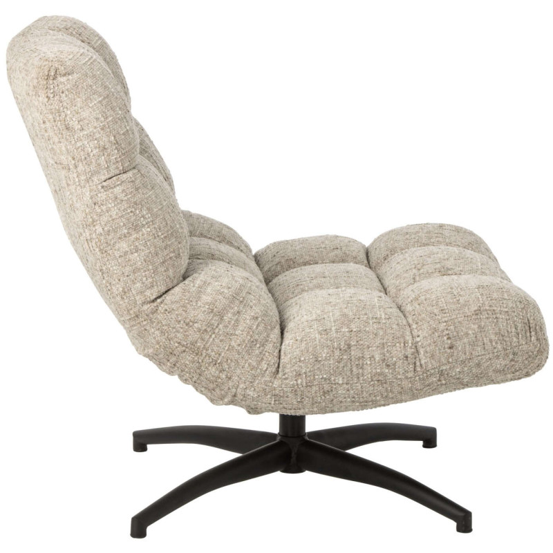 Fauteuil lounge pivotant matelassé tissu écru 78x95x89,5 cm Eyrarbakki J-Line - 3