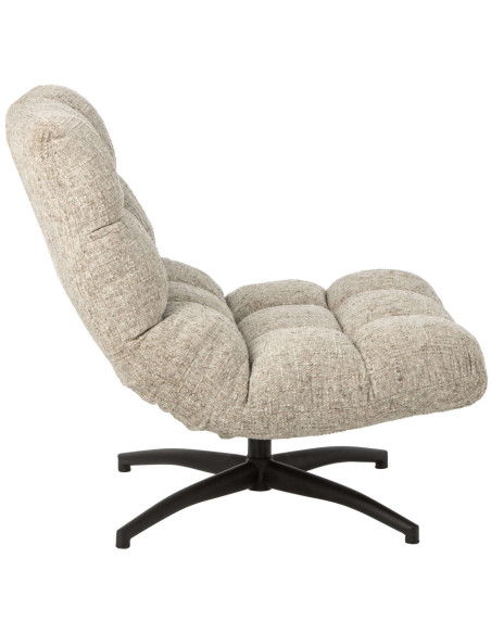 Fauteuil lounge pivotant matelassé tissu écru 78x95x89,5 cm Eyrarbakki J-Line - 3