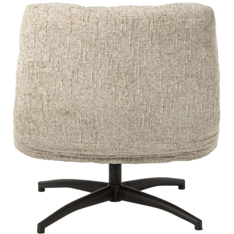 Fauteuil lounge pivotant matelassé tissu écru 78x95x89,5 cm Eyrarbakki J-Line - 4