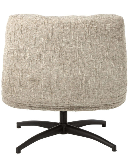 Fauteuil lounge pivotant matelassé tissu écru 78x95x89,5 cm Eyrarbakki J-Line - 4