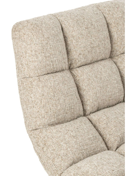 Fauteuil lounge pivotant matelassé tissu écru 78x95x89,5 cm Eyrarbakki J-Line - 5