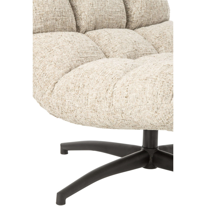 Fauteuil lounge pivotant matelassé tissu écru 78x95x89,5 cm Eyrarbakki J-Line - 6