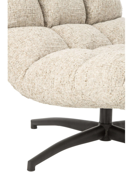 Fauteuil lounge pivotant matelassé tissu écru 78x95x89,5 cm Eyrarbakki J-Line - 6
